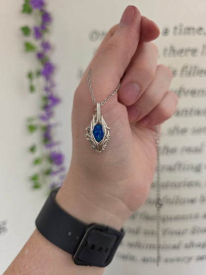 Australian Opal Sterling Silver Wire Wrapped Necklace