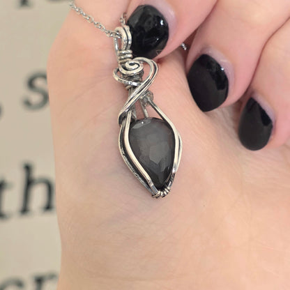 Black Moonstone Sterling Silver Necklace