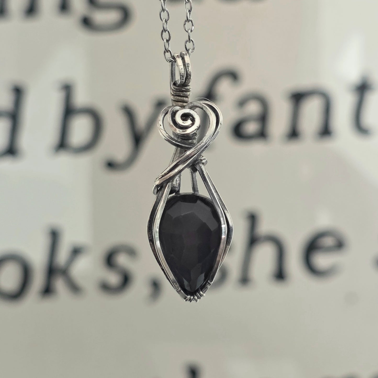 Black Moonstone Sterling Silver Necklace