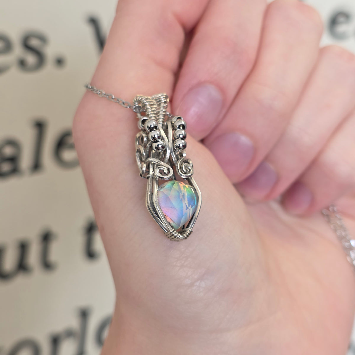 Aura Opal Sterling Silver Necklace - Ocean Vibes