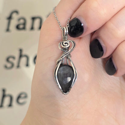 Black Moonstone Sterling Silver Necklace