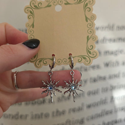 Silver Spikes Star Earrings
