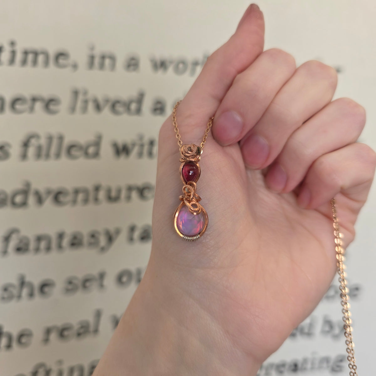 Aura Opal & Tourmaline Copper Necklace