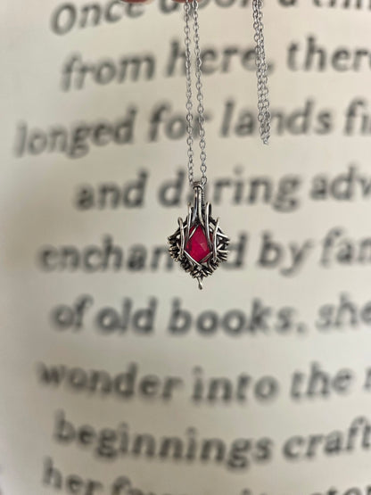 Pink Aura Opal Faceted Sterling Silver Wire Wrapped Necklace
