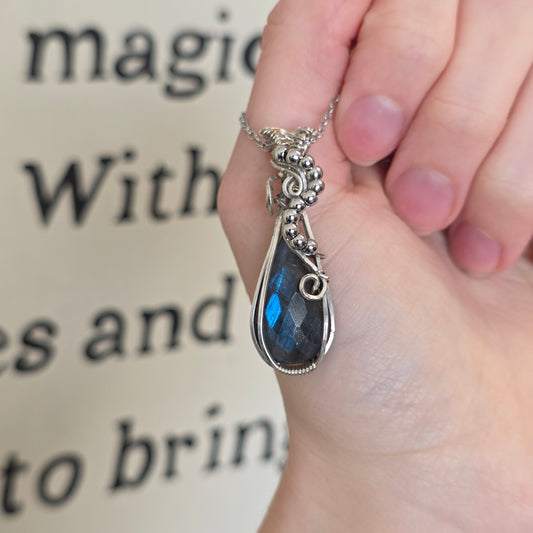 Faceted Labradorite Sterling Silver Necklace