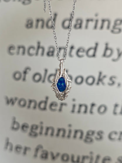 Australian Opal Sterling Silver Wire Wrapped Necklace