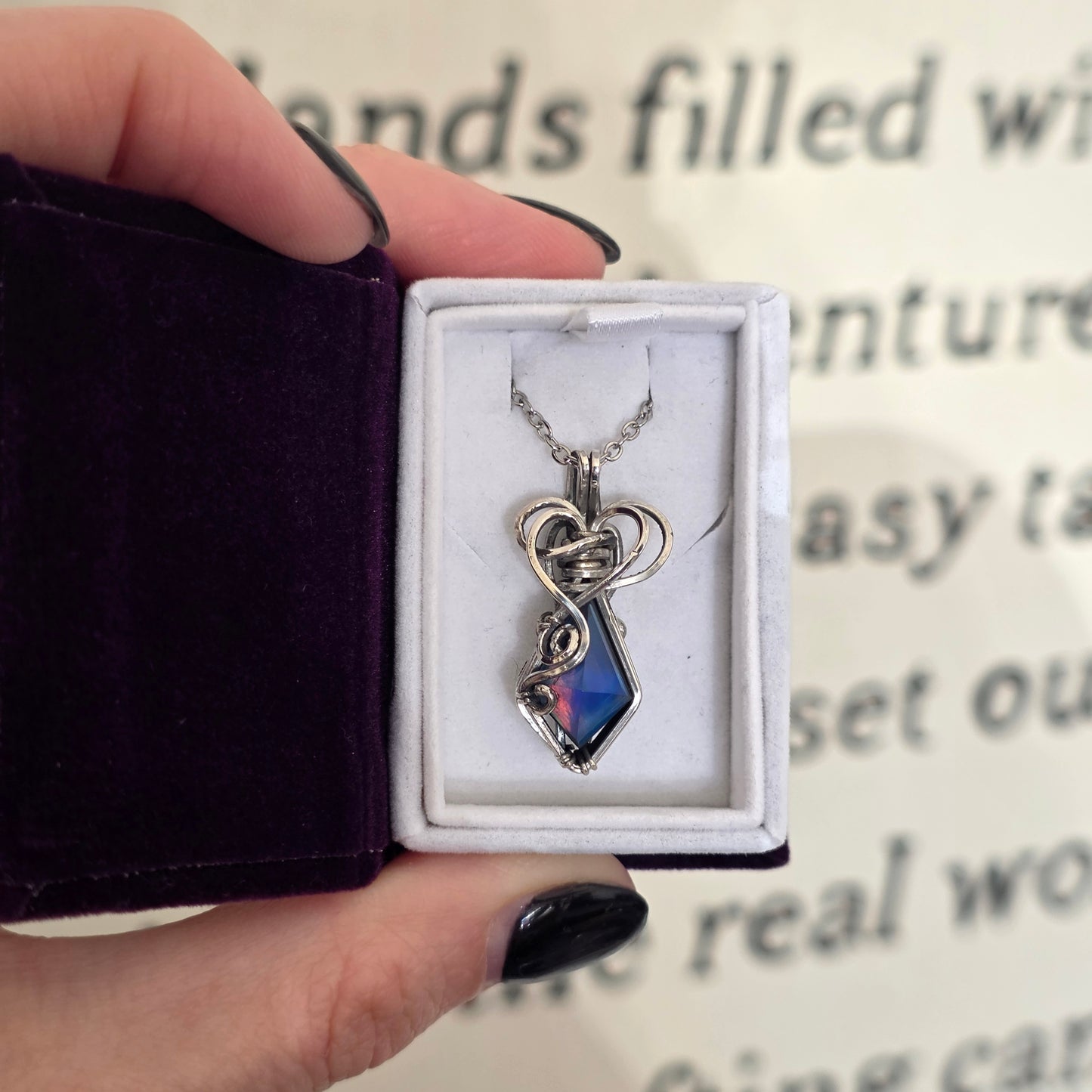 Blue Aura Opal Sterling Silver Necklace