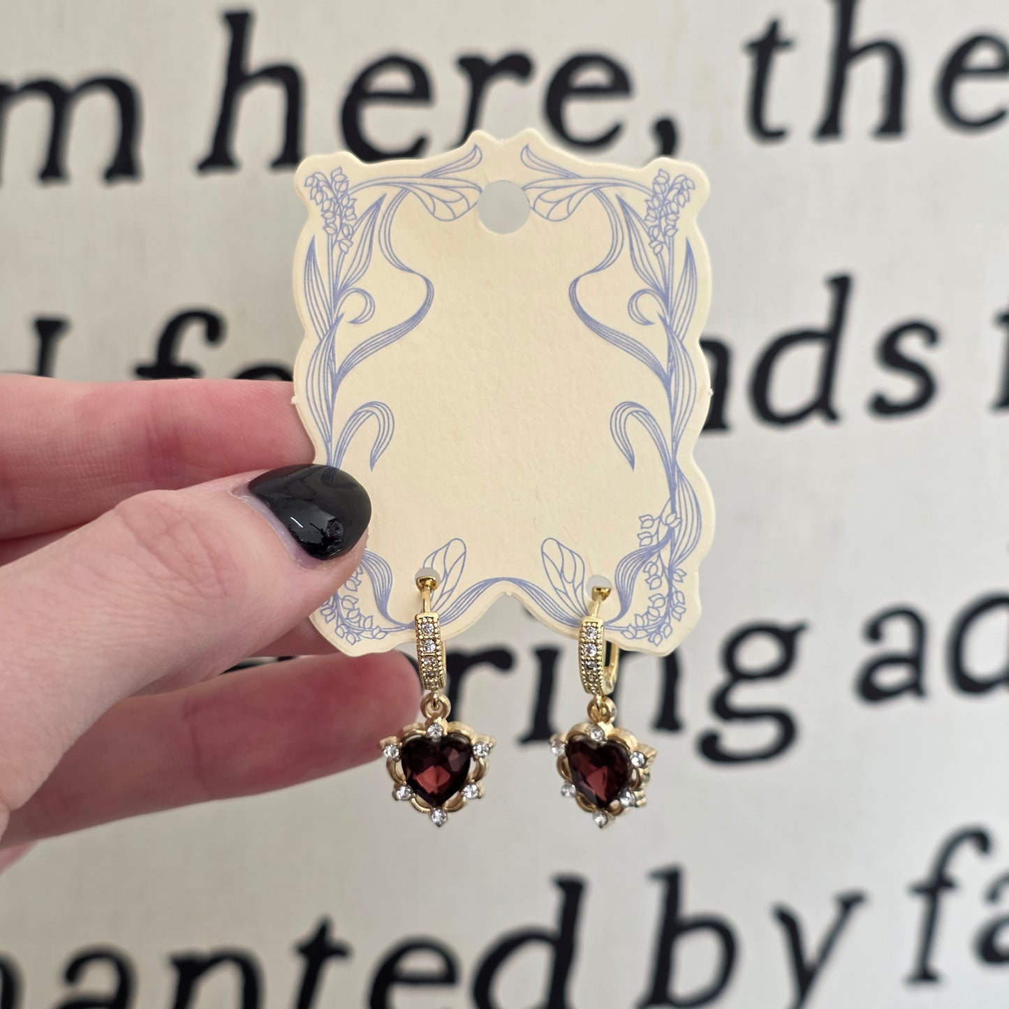Dark Red Heart Earrings