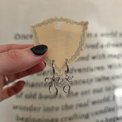 Silver Sparkly Bow Earrings