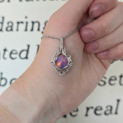 Aura Opal Sterling Silver Wire Wrapped Necklace