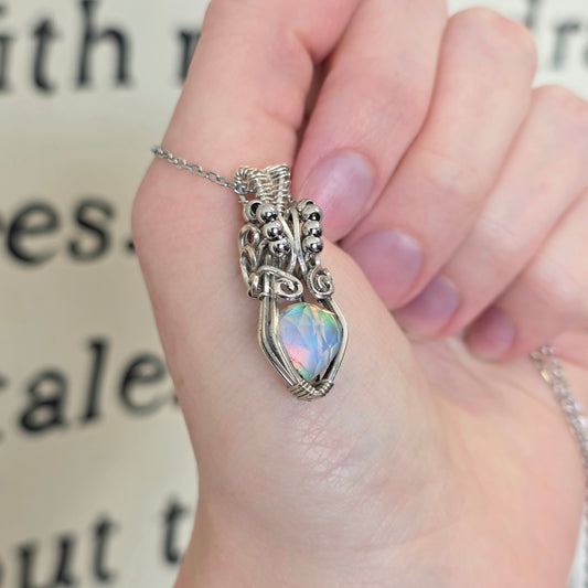 Aura Opal Sterling Silver Necklace - Ocean Vibes