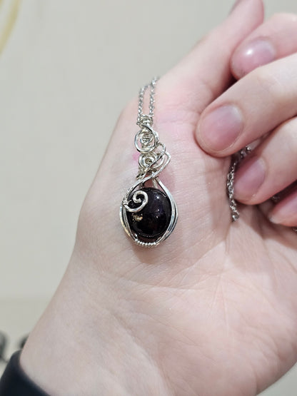 Star Ruby Sterling Silver Wire Wrapped Necklace