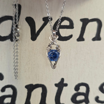 Flower Cut Blue CZ Sterling Silver Necklace