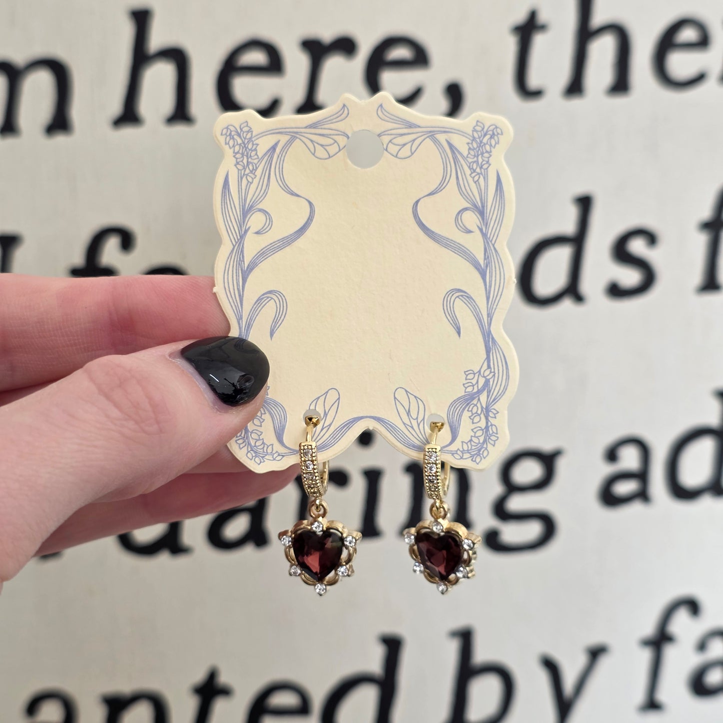 Dark Red Heart Earrings