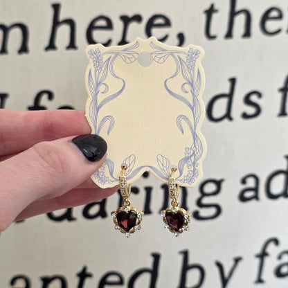 Dark Red Heart Earrings