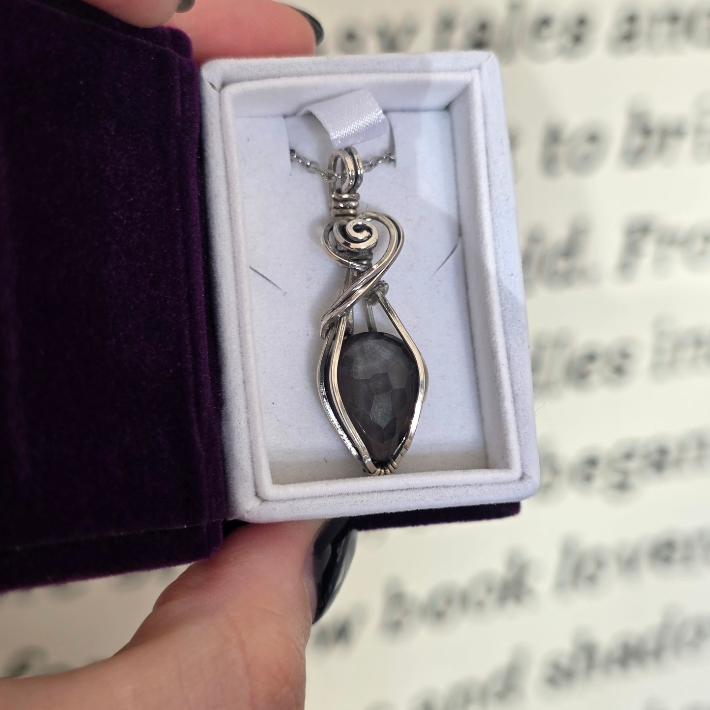 Black Moonstone Sterling Silver Necklace