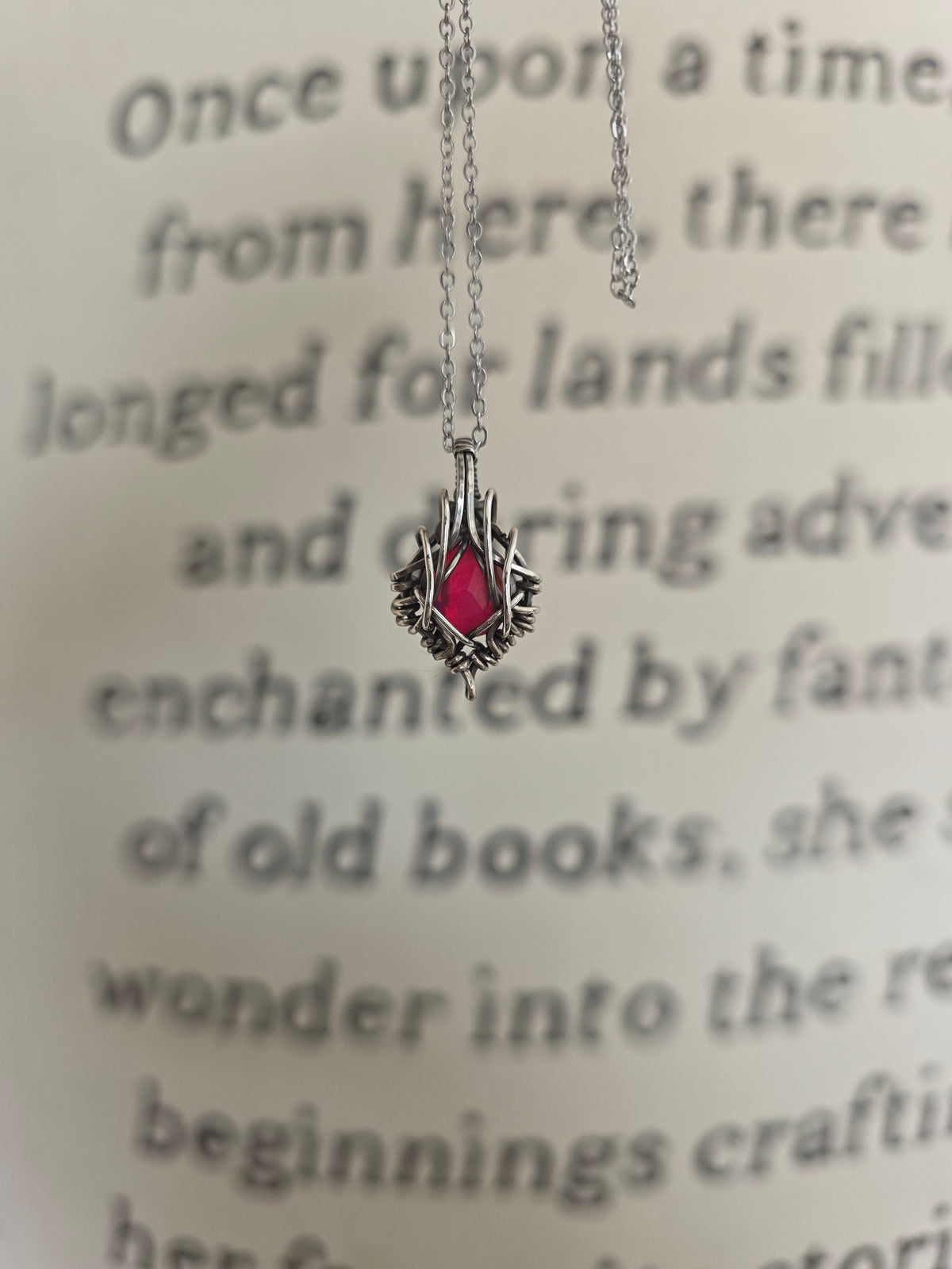 Pink Aura Opal Faceted Sterling Silver Wire Wrapped Necklace