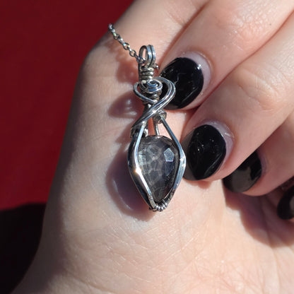 Black Moonstone Sterling Silver Necklace