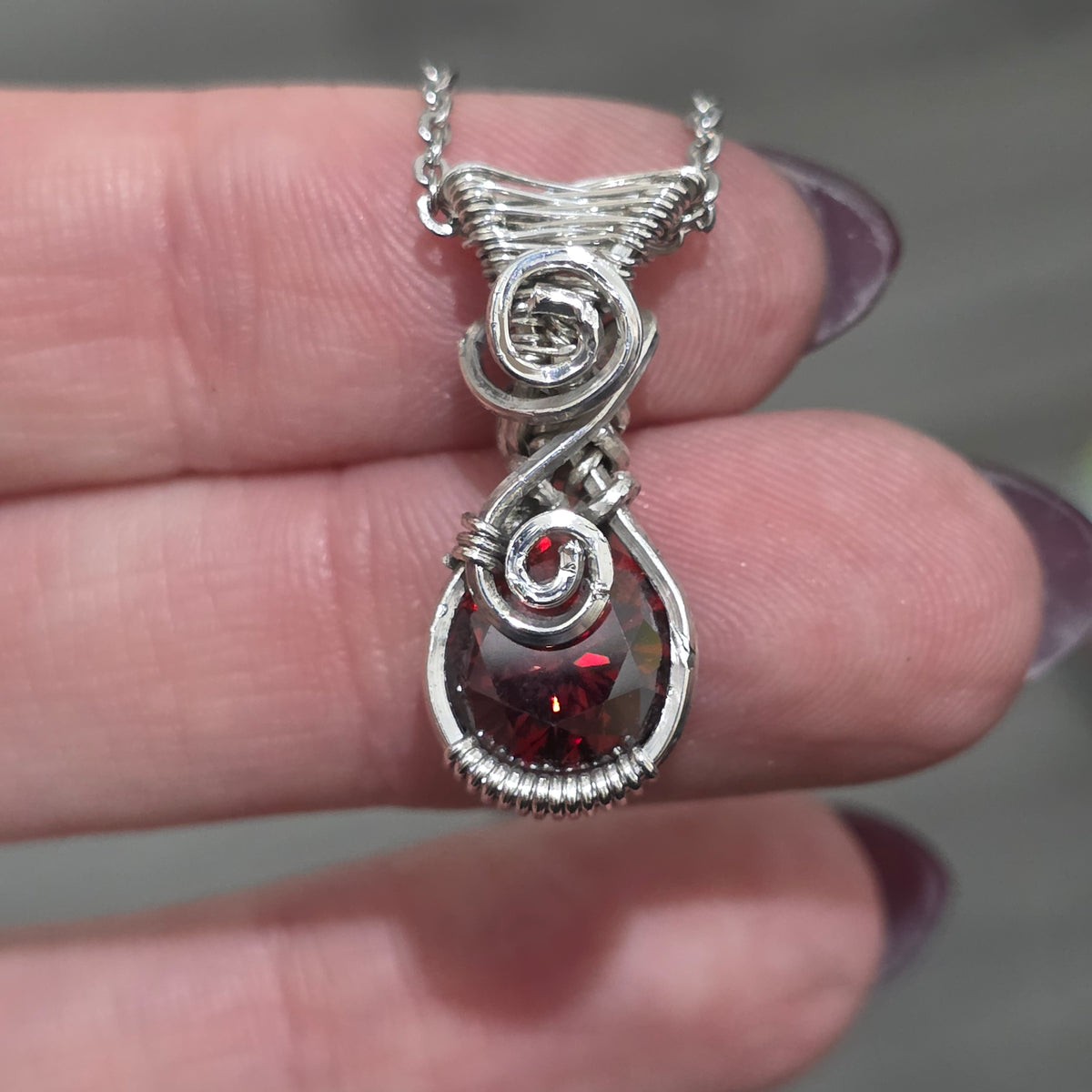 Garnet Sterling Silver Necklace
