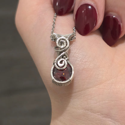 Garnet Sterling Silver Necklace