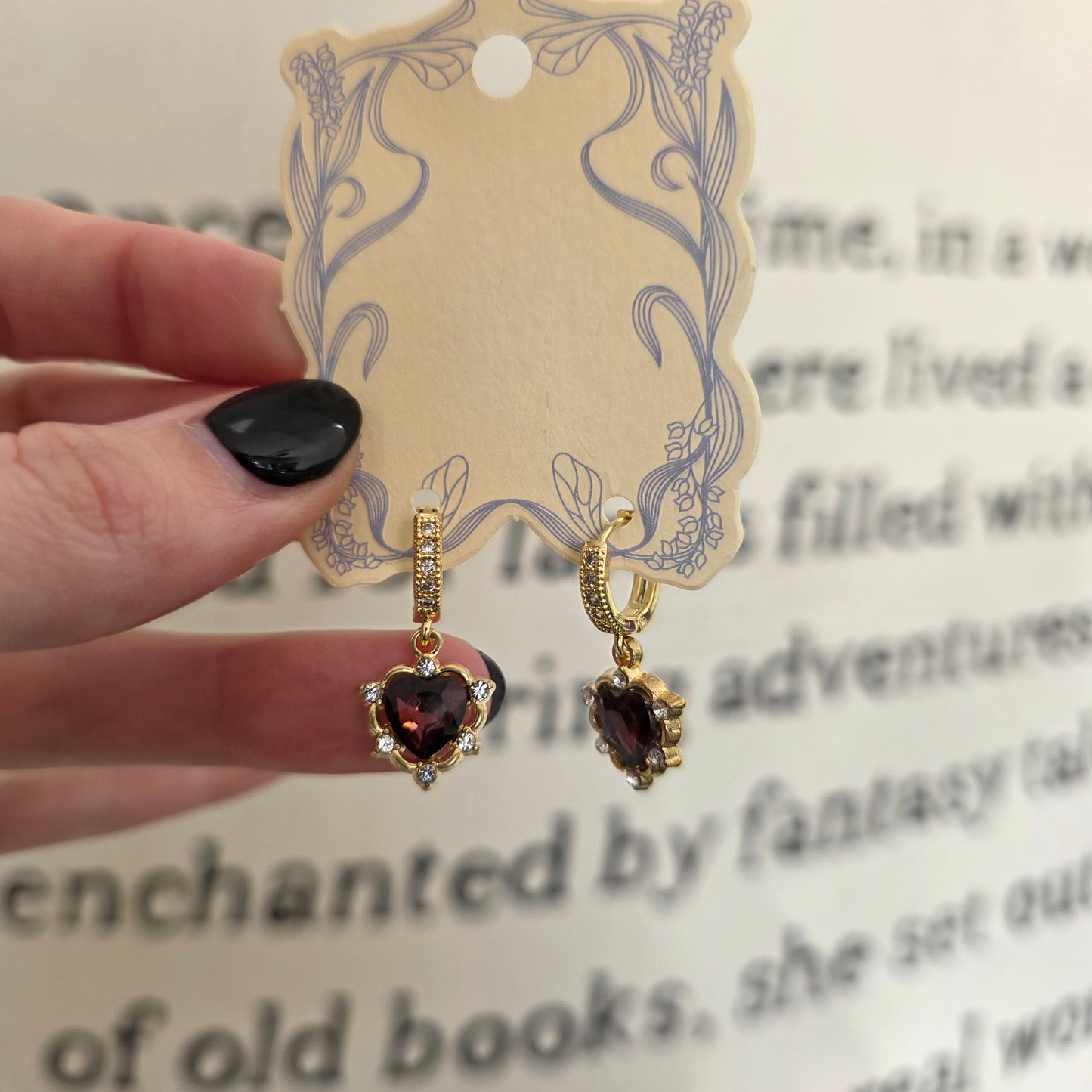 Dark Red Heart Earrings