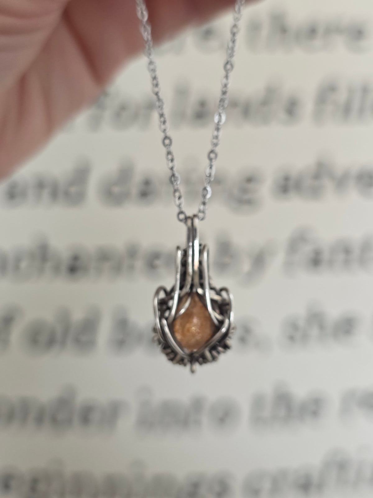 Sunstone Sterling Silver Wire Wrapped Necklace