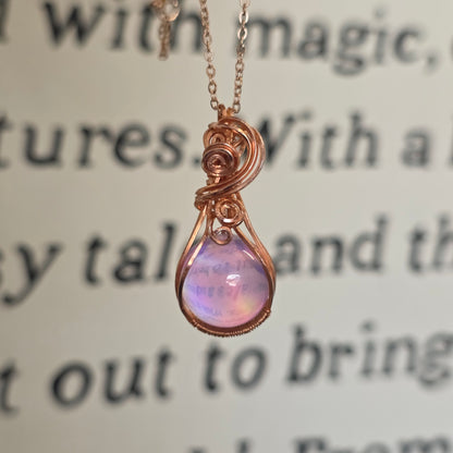 Pink Aura Opal Copper Necklace