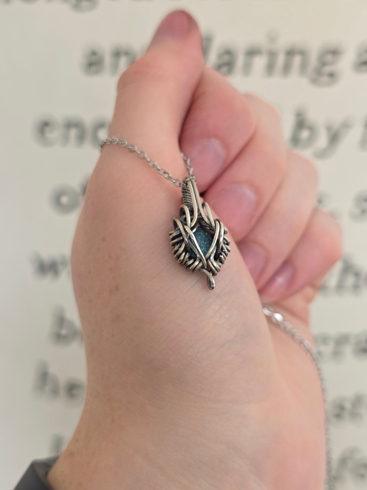 Australian Opal Sterling Silver Necklace