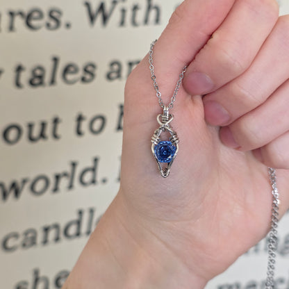 Flower Cut Blue CZ Sterling Silver Necklace