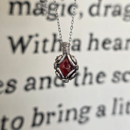 Faceted Garnet Sterling Silver Necklace