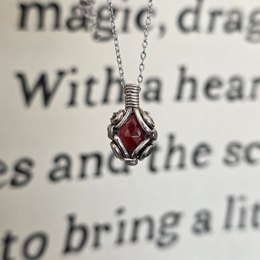 Faceted Garnet Sterling Silver Necklace