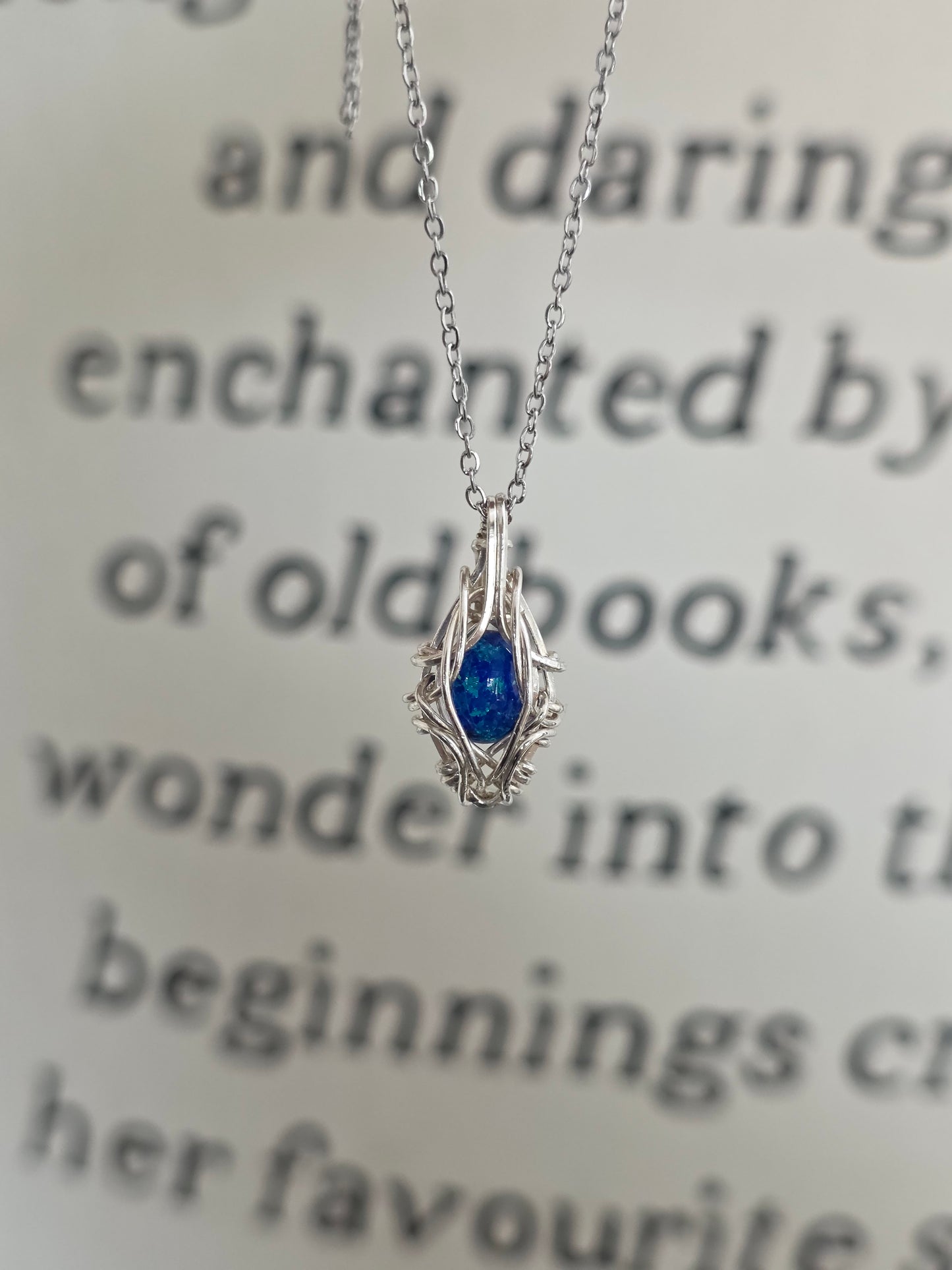 Australian Opal Sterling Silver Wire Wrapped Necklace