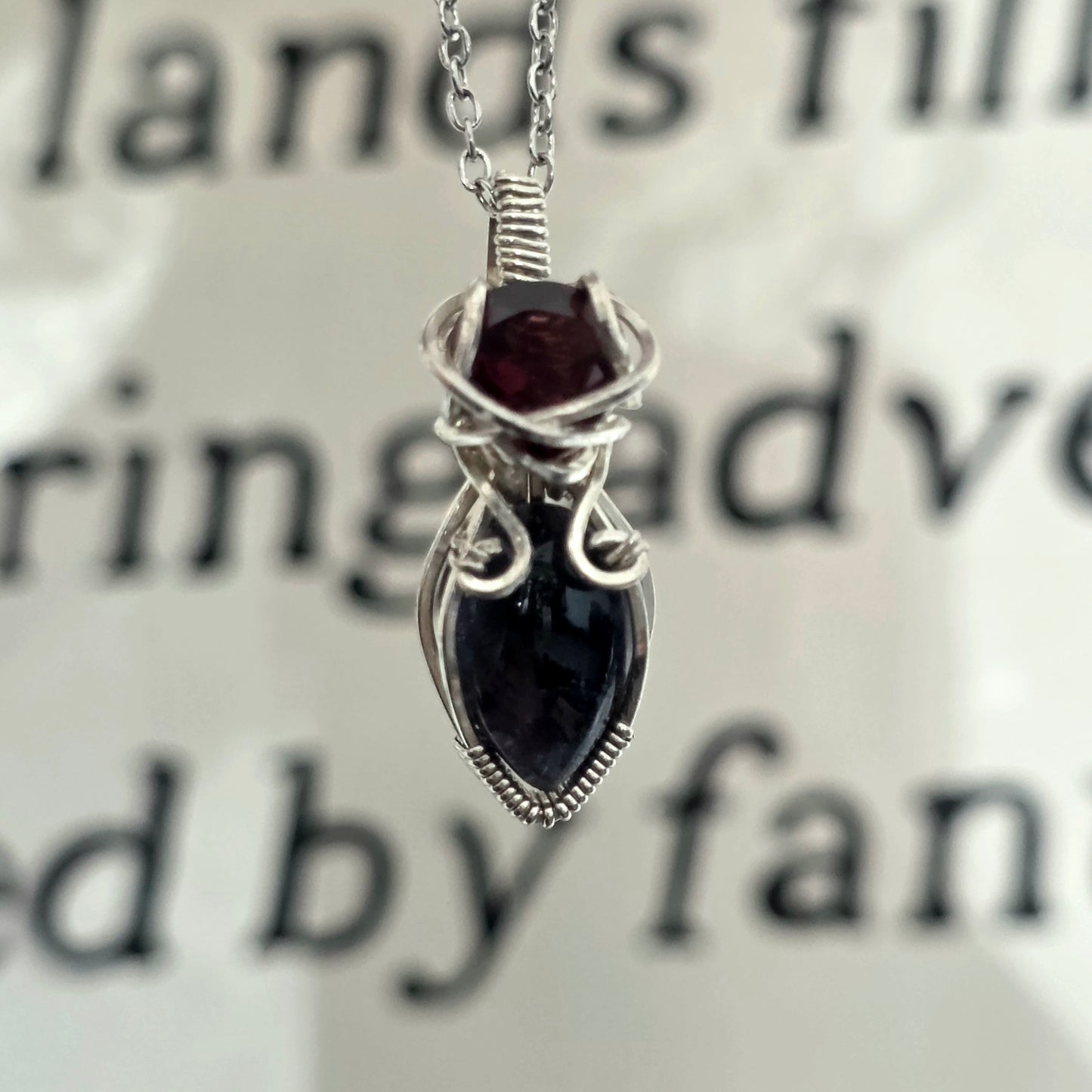Sterling Silver Black Opal & Garnet Necklace