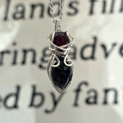 Sterling Silver Black Opal & Garnet Necklace