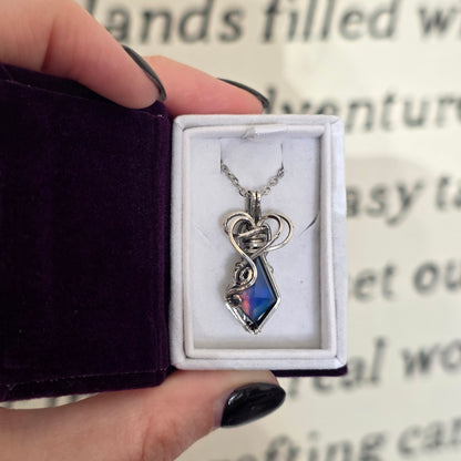 Blue Aura Opal Sterling Silver Necklace