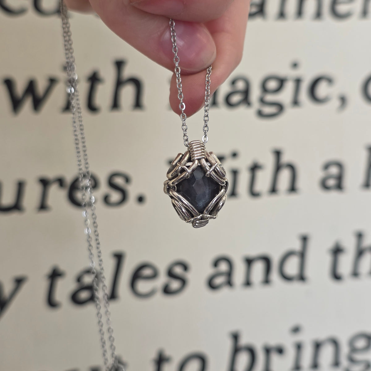Black Moonstone Faceted Sterling Silver Necklace