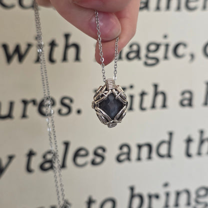 Black Moonstone Faceted Sterling Silver Necklace