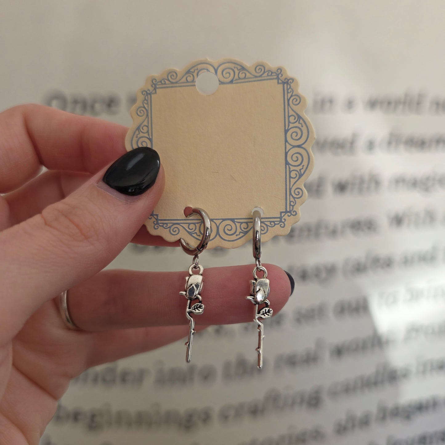 Silver Rose Earrings