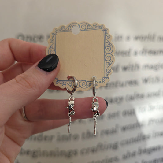 Silver Rose Earrings