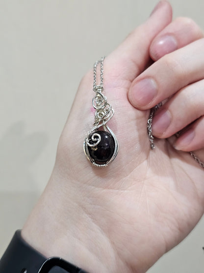 Star Ruby Sterling Silver Wire Wrapped Necklace