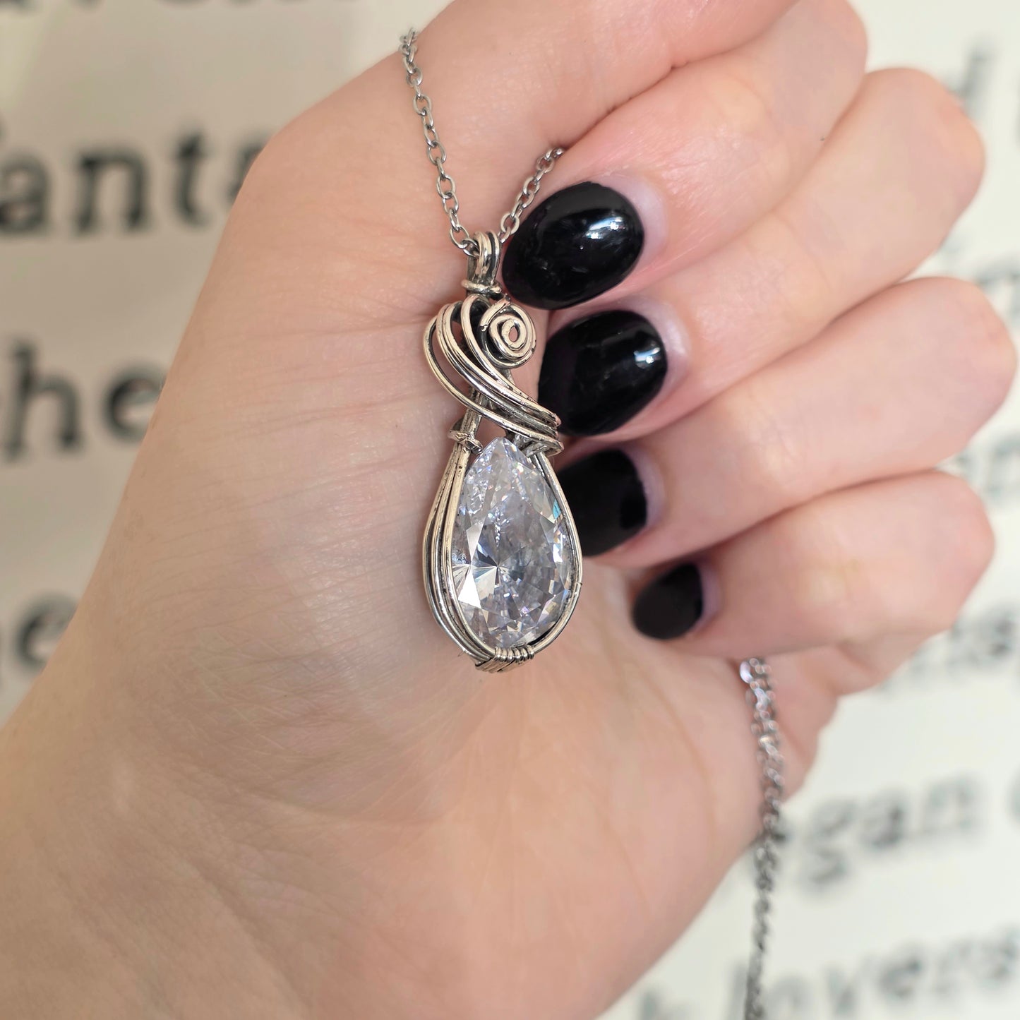 Sterling Silver White Sapphire Necklace