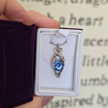 Flower Cut Blue CZ Sterling Silver Necklace