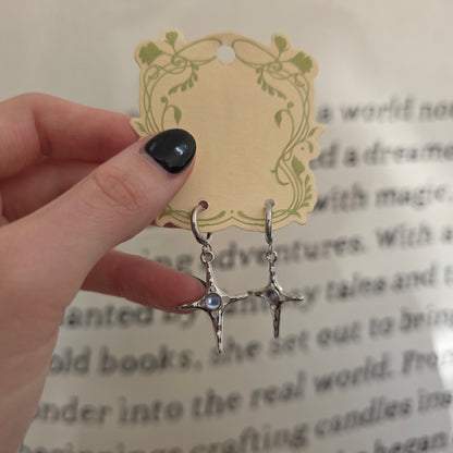 Silver Stone Star Earrings
